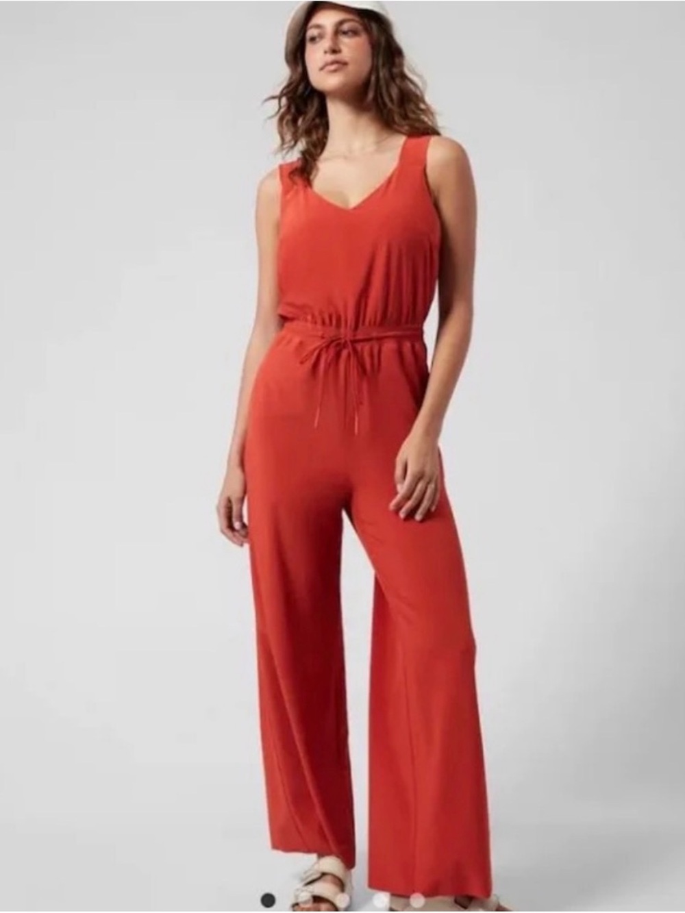 Athleta Women Savannah Wide Leg Jumpsuit Red‎ Clay Lightweight Size 4